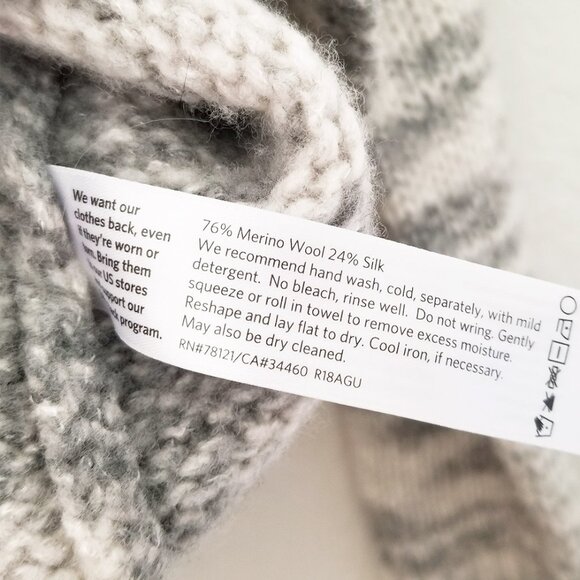 Eileen Fisher Merino Wool Silk Blend Marled Gray Sweater L Cozy Warm Crew $375 - Picture 11 of 15